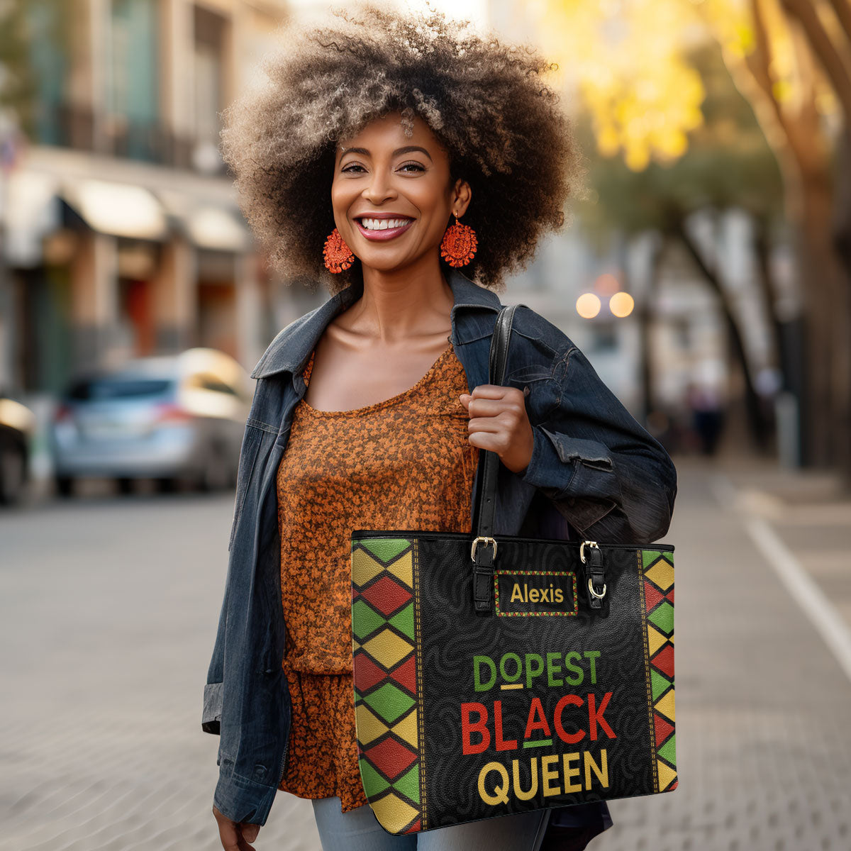 Dopest Black Queen - Personalized Leather Totebag