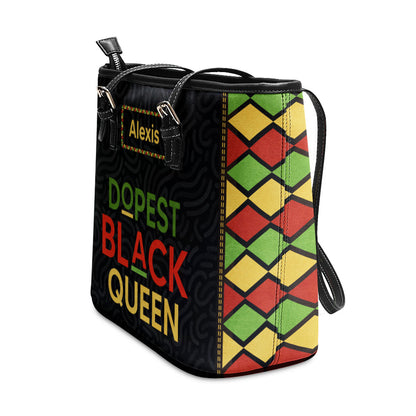 Dopest Black Queen - Personalized Leather Totebag