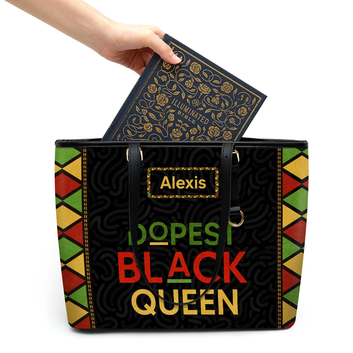 Dopest Black Queen - Personalized Leather Totebag