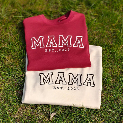 Custom Puff Mama Est Sweatshirt With Names On Sleeve