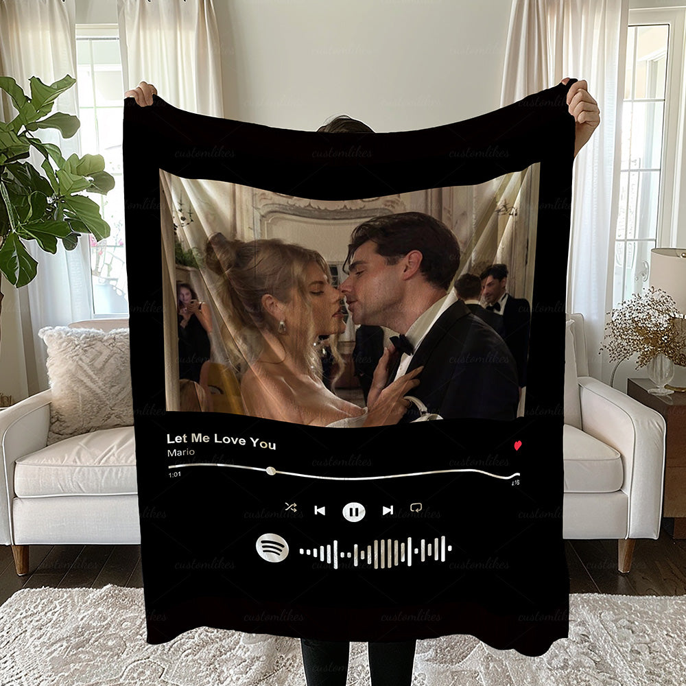 Custom Photo and Music Blanket for Couples