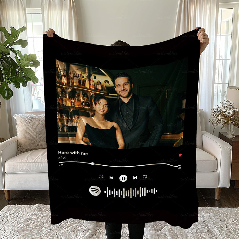 Custom Photo and Music Blanket for Couples