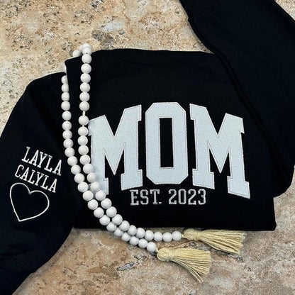 Custom Embroidered Glitter Vinyl MAMA Sweatshirt-Gift For Mom & Grandma