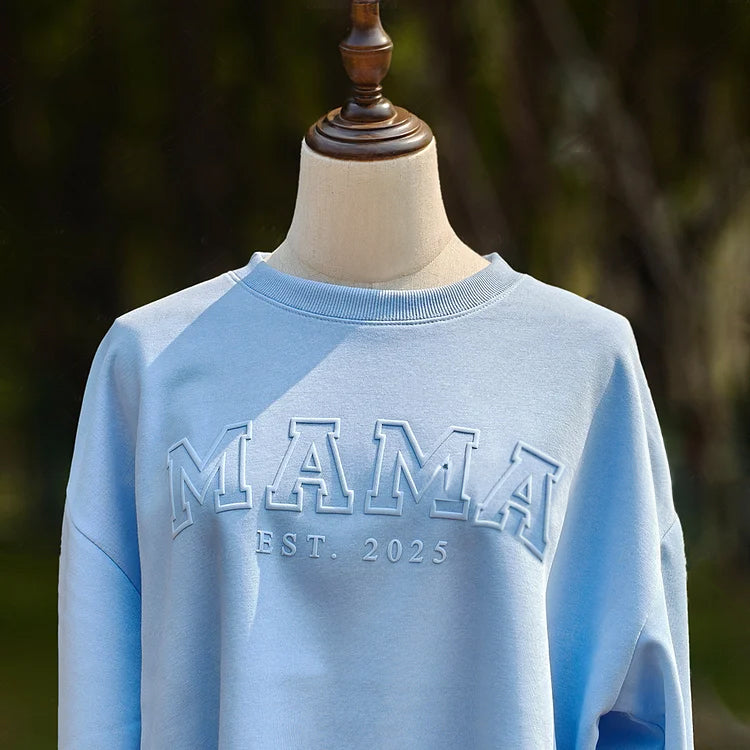 Custom Puff Mama Est Sweatshirt With Names On Sleeve