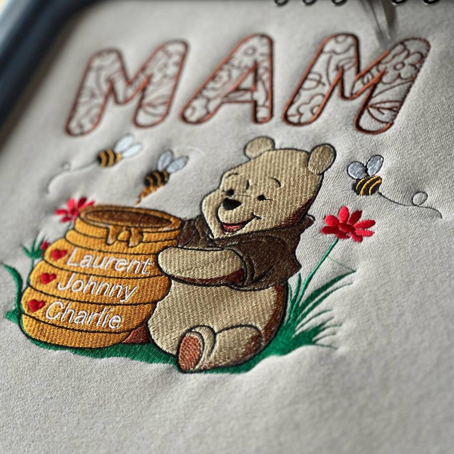 Sweat-shirt brodé personnalisé « Mama Bear » avec les noms des enfants