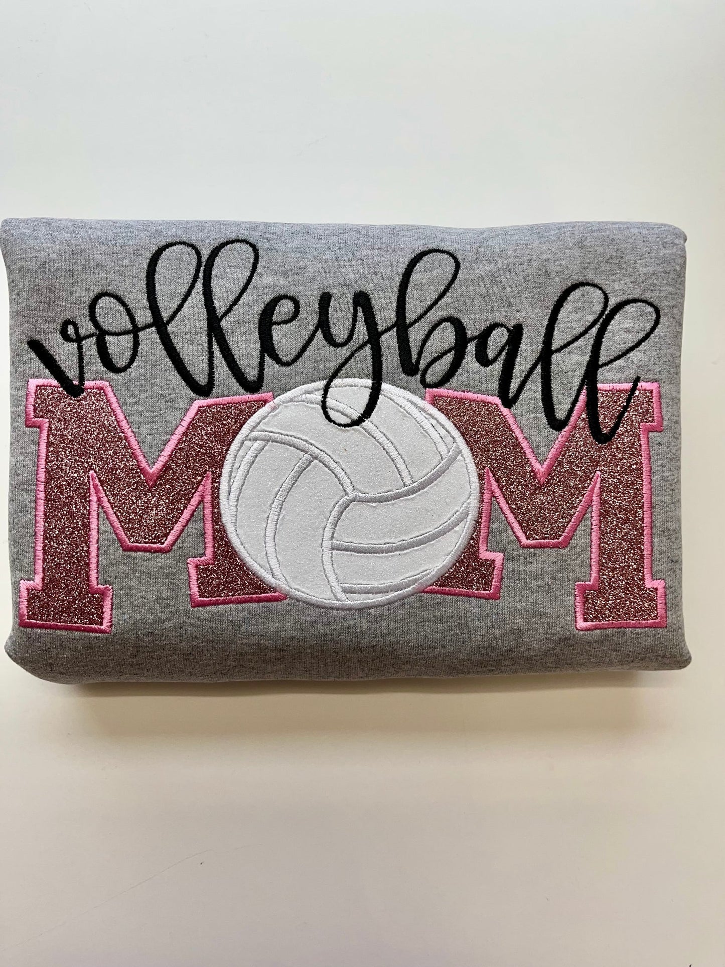 Custom Embroidered Glitter Volleyball Mom Embroidered Sweatshirt