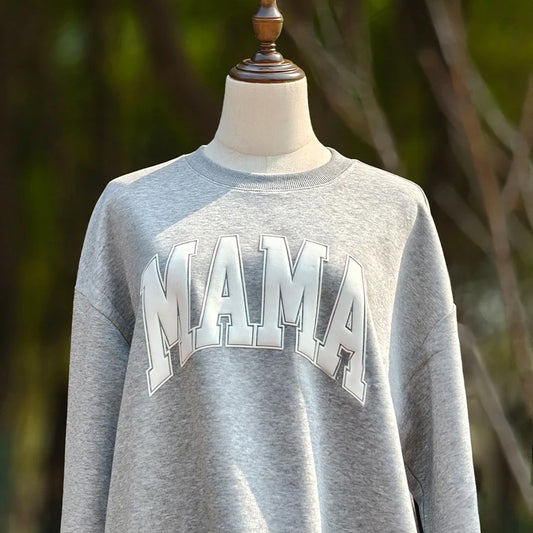 Custom Puff Mama Sweatshirt With Names On Sleeve