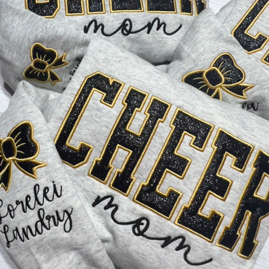 Custom Embroidered Glitter Vinyl Cheer Mama Sweatshirt