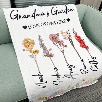 Mom's Garden Love Grows Here Customized Blanket
