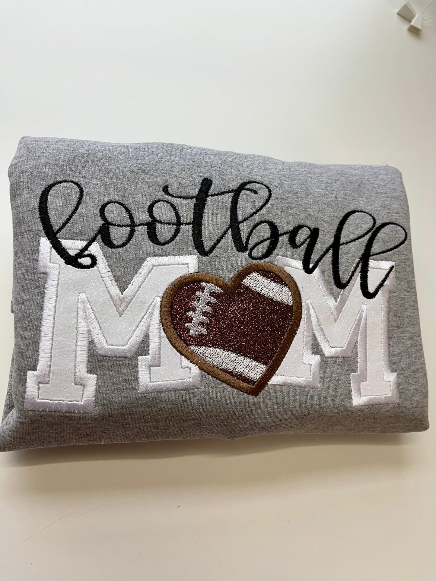 Custom Embroidered Glitter Football Mom Embroidered Sweatshirt