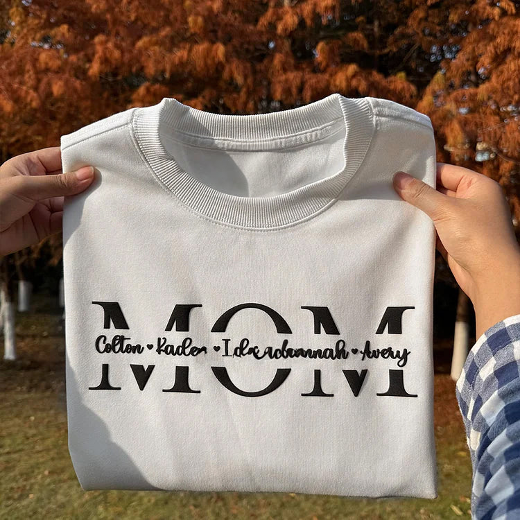 Sweat-shirt personnalisé Puff MOM avec prénoms d'enfants