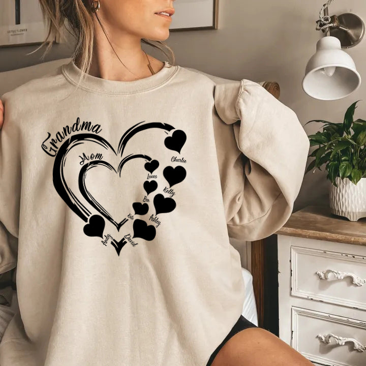 Custom Grandma Heart Sweatshirt Sweatshirt/Hoodie/T-Shirt