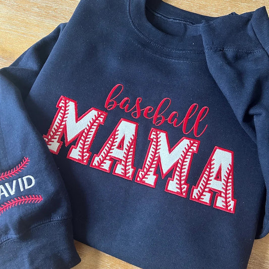 Embroidered Baseball Mama Crewneck Sweatshirt