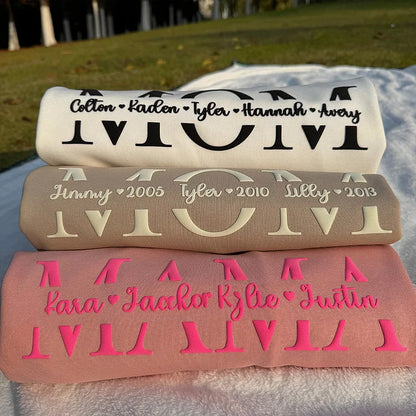 Sweat-shirt personnalisé Puff MOM avec prénoms d'enfants