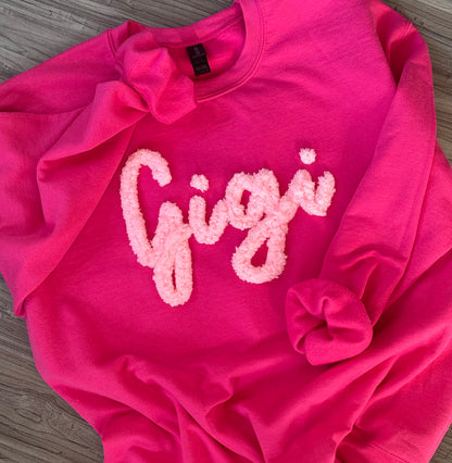 Custom Chenille Yarn Embroidered Sweatshirt