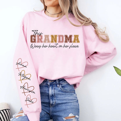 Custom Wear Heart On Sleeve Sweatshirt For Mom And Grandma