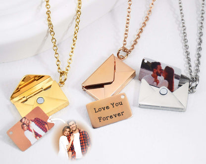 Personalized Envelope Locket Necklace Secret Message Necklace
