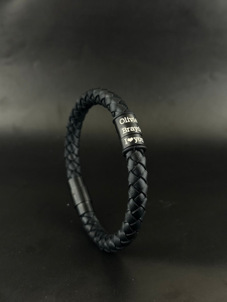 Handmade Leather Bracelet with Silver Beads