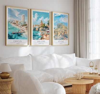 Affiche de voyage personnalisée, impression personnalisée, art mural tendance, voyage rétro, décoration maximaliste, impressions tendance pour dortoir, voyage coloré