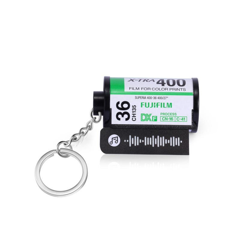 Customizable Film Photo Keychain with Music Code ,Personalize with 5-15 Photos,Camera Roll Gift,Gift for Boyfriend, Family , Memory Gift