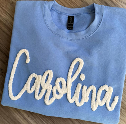 Custom Chenille Yarn Embroidered Sweatshirt