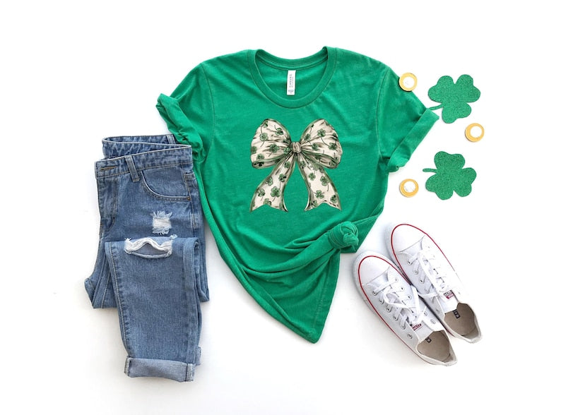 Retro Coquette St Patrick's Day Sweatshirt, Coquette St Patty's Day Shirt, Lucky Shamrock Shirt,St Patricks Coquette Shirt,Lucky Charm Shirt