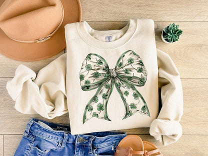 Retro Coquette St Patrick's Day Sweatshirt, Coquette St Patty's Day Shirt, Lucky Shamrock Shirt,St Patricks Coquette Shirt,Lucky Charm Shirt