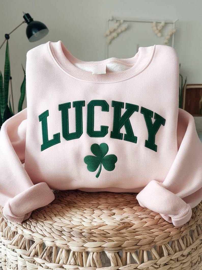 Personalized Shamrock Embroidered Sweatshirt, Personalized Name St Patrick's Day Kids Sweatshirt, Irish Surname St Patty's Sweatshirt