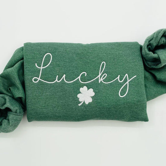 Lucky Clover Embroidered Sweatshirt - St. Patrick's Day Sweatshirt