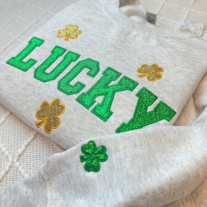 St. Patty's Lucky Glitter Embroidered Sweatshirt