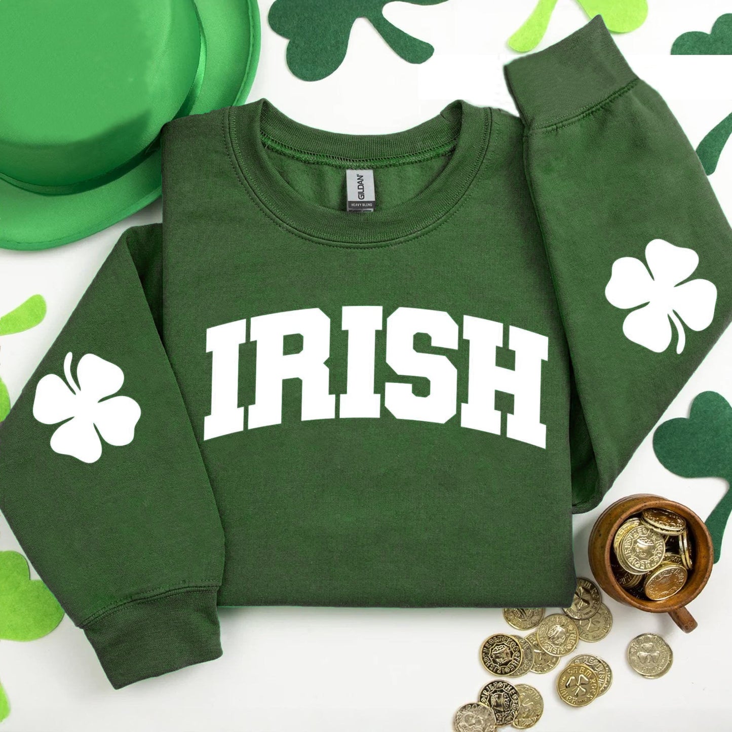 Lucky Clover Irish Elbow Patch St. Patrick's Day Sweatshirt