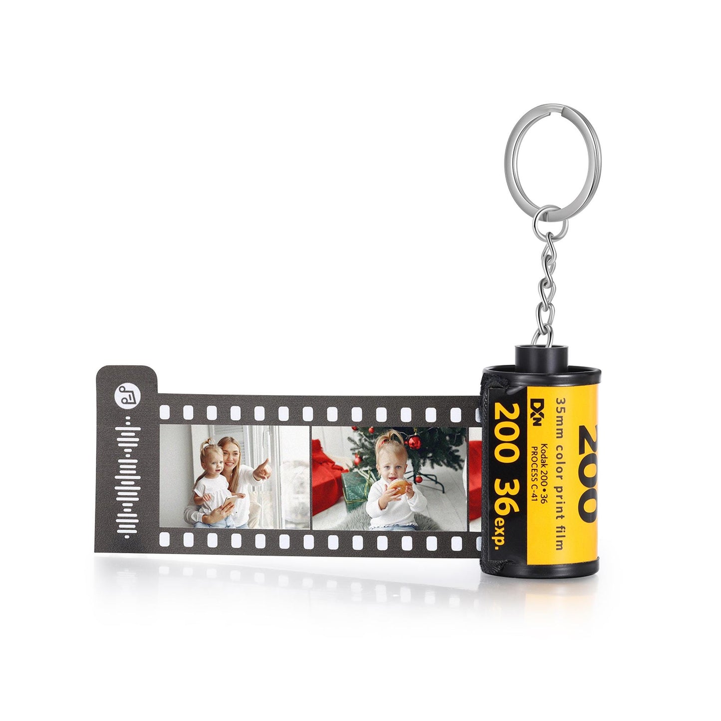 Customizable Film Photo Keychain with Music Code ,Personalize with 5-15 Photos,Camera Roll Gift,Gift for Boyfriend, Family , Memory Gift