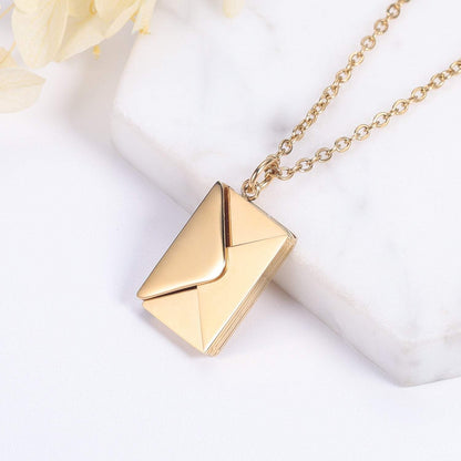 Personalized Envelope Locket Necklace Secret Message Necklace