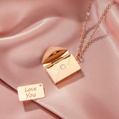 Personalized Envelope Locket Necklace Secret Message Necklace