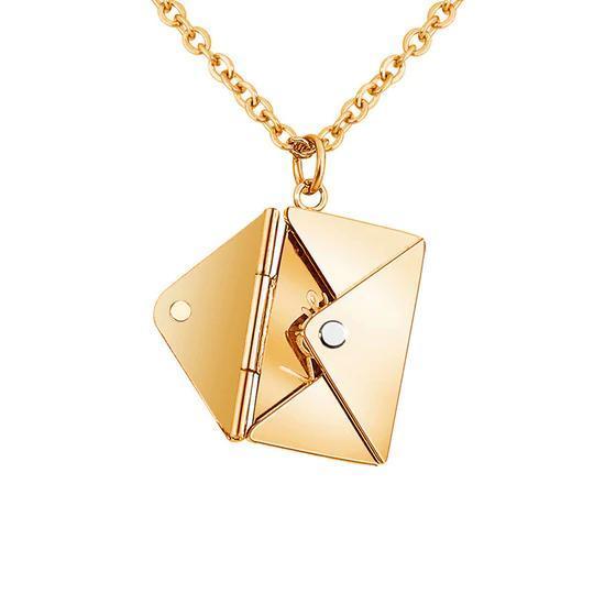 Personalized Envelope Locket Necklace Secret Message Necklace