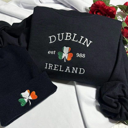 St. Patrick Day - Personalized Ireland City/County Embroidered Sweatshirt