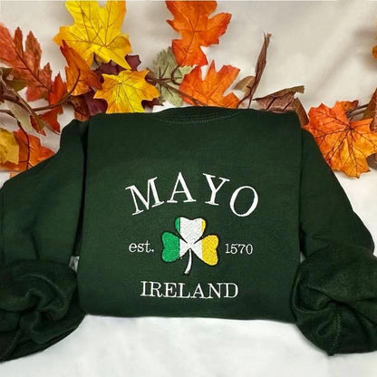 St. Patrick Day - Personalized Ireland City/County Embroidered Sweatshirt