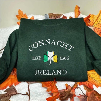 St. Patrick Day - Personalized Ireland City/County Embroidered Sweatshirt