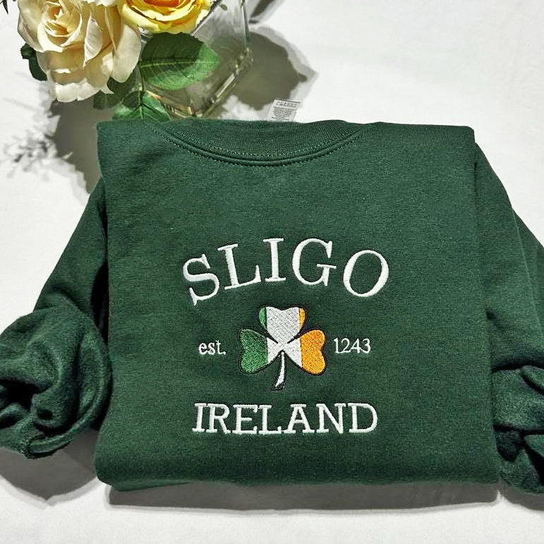 St. Patrick Day - Personalized Ireland City/County Embroidered Sweatshirt