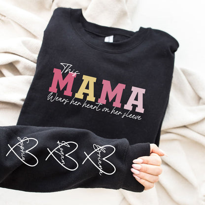 Custom Wear Heart On Sleeve Sweatshirt For Mom And Grandma