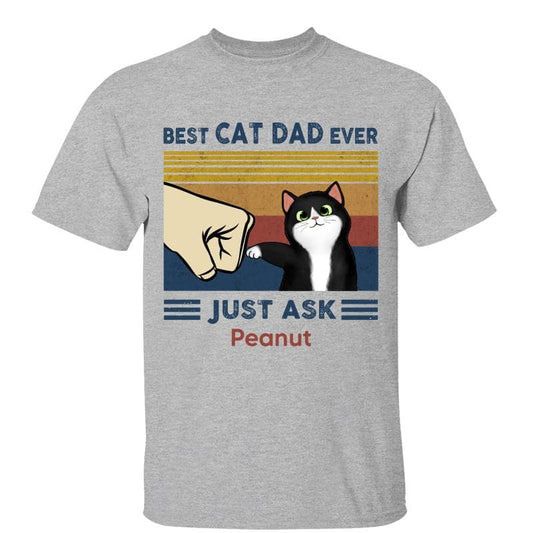 Father's Day 2025 Gift for Cat Dads - Custom Cat Fist Bump Personalized Shirt
