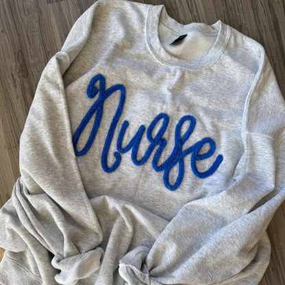 Custom Chenille Yarn Embroidered Sweatshirt