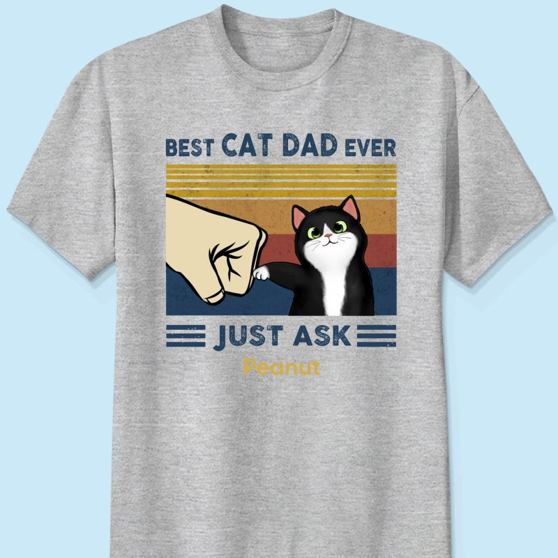 Father's Day 2025 Gift for Cat Dads - Custom Cat Fist Bump Personalized Shirt