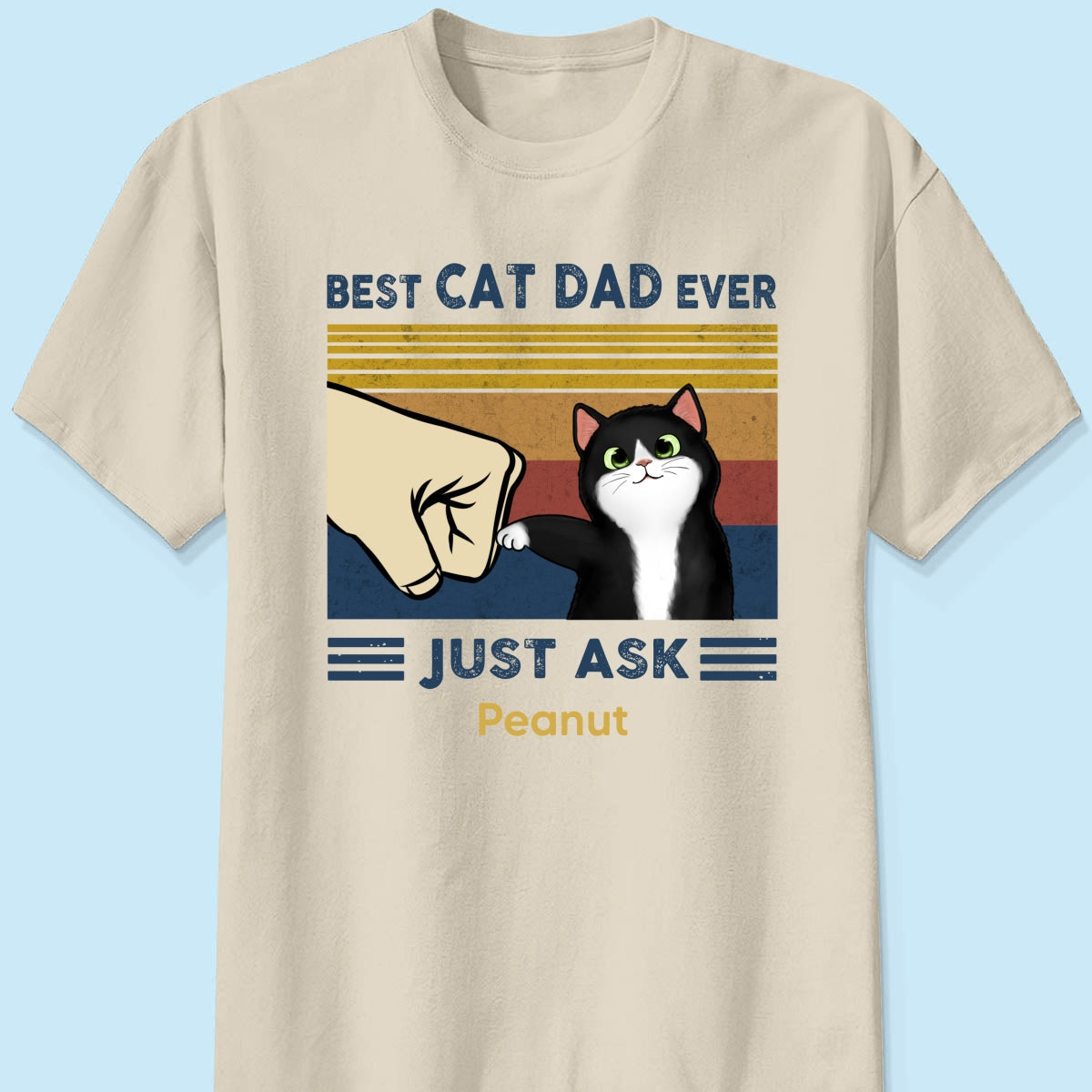 Father's Day 2025 Gift for Cat Dads - Custom Cat Fist Bump Personalized Shirt