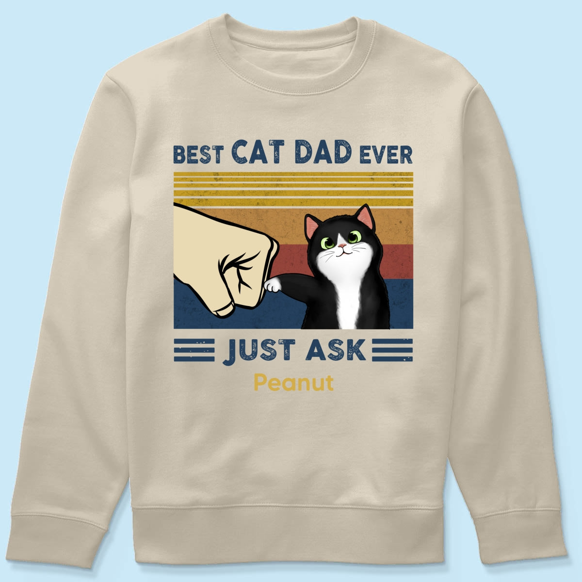 Father's Day 2025 Gift for Cat Dads - Custom Cat Fist Bump Personalized Shirt