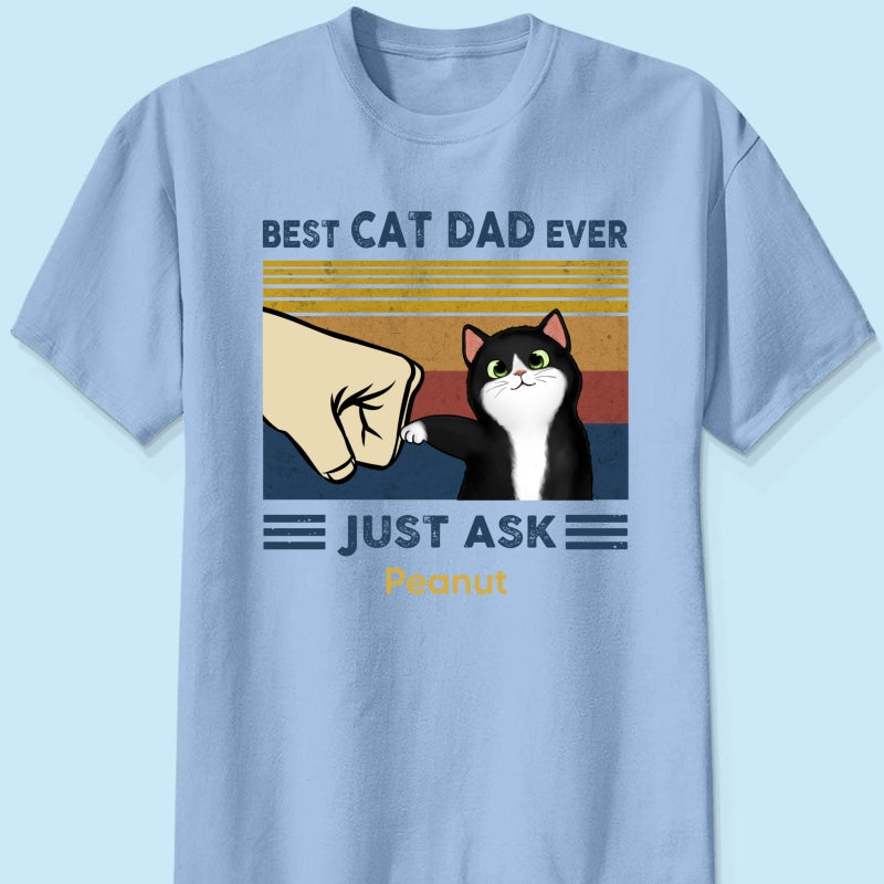 Father's Day 2025 Gift for Cat Dads - Custom Cat Fist Bump Personalized Shirt