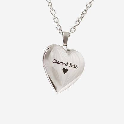 Custom Pet Portrait Locket Heart Necklace