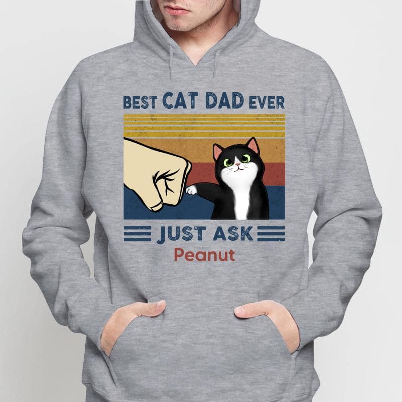 Father's Day 2025 Gift for Cat Dads - Custom Cat Fist Bump Personalized Shirt
