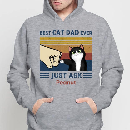 Father's Day 2025 Gift for Cat Dads - Custom Cat Fist Bump Personalized Shirt