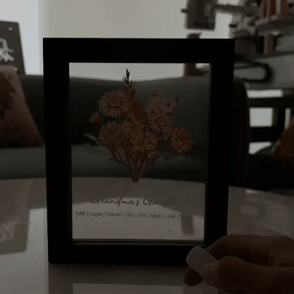 Personalized Birth flower Bouquet Names LED Light